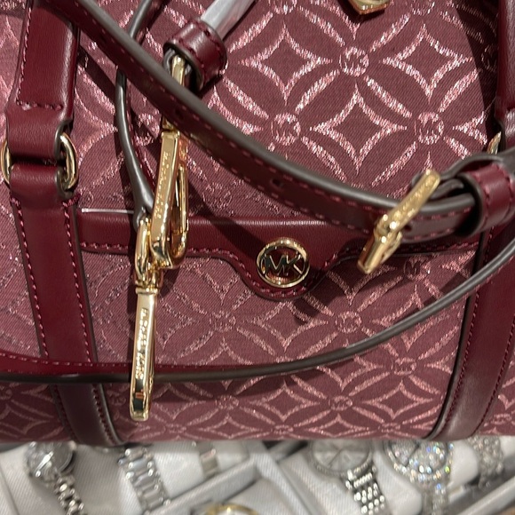 MICHAEL KORS JST TRAVEL MEDIUM DUFFLE SATCHEL SHOULDER CROSSBODY BAG MK OXBLOOD - Picture 2 of 16